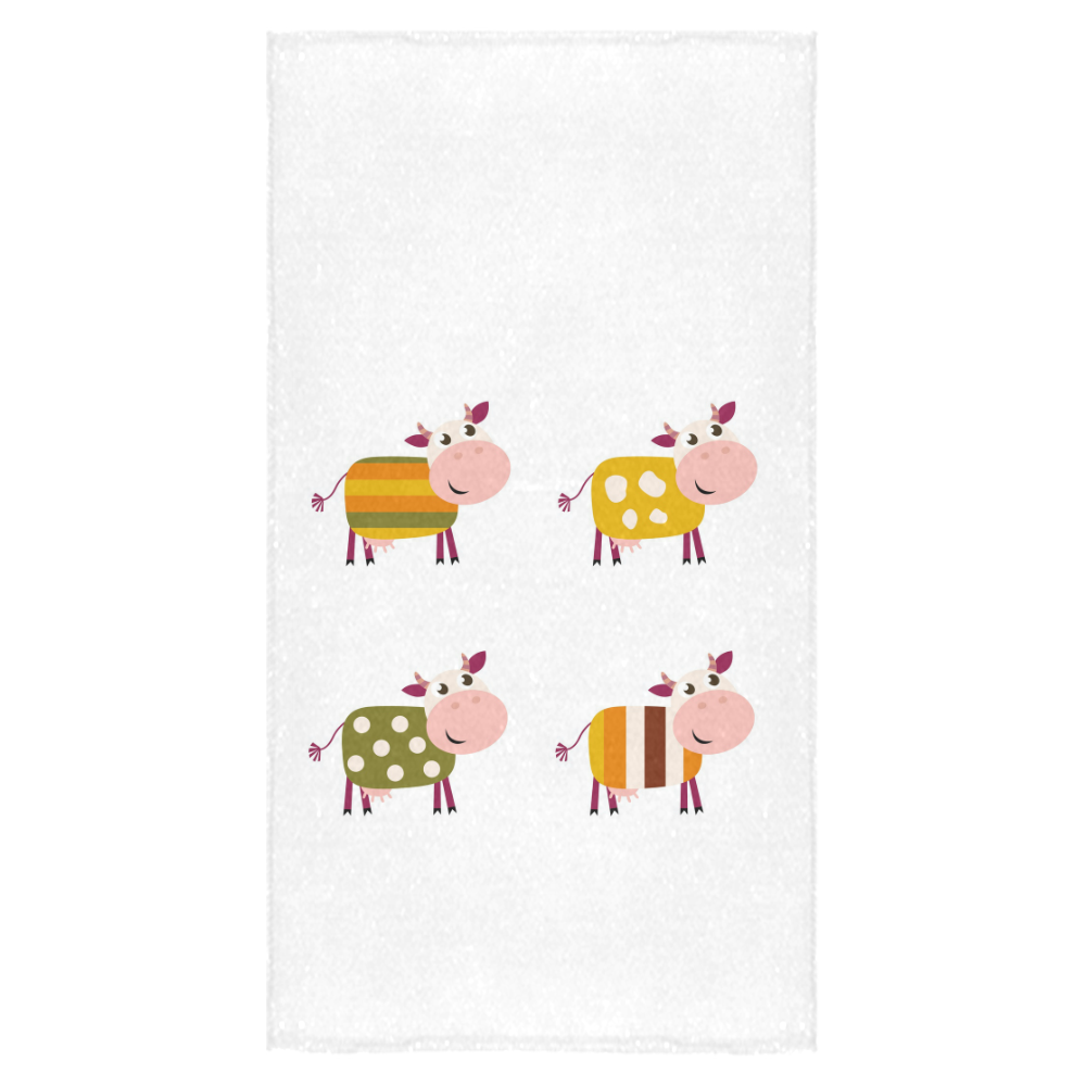 COWs towel : Luxury designers edition with little Creatures : White and Gold, Stripes and Dots Bath Towel 30"x56"