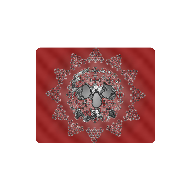 RED GLOW SKULL AND CROSS BONES Rectangle Mousepad