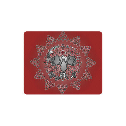 RED GLOW SKULL AND CROSS BONES Rectangle Mousepad