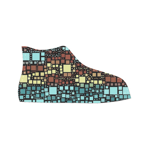 block on block aqua High Top Canvas Women's Shoes/Large Size (Model 017)