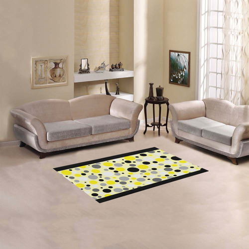 yellow gray and black polka dot Area Rug 2'7"x 1'8‘’