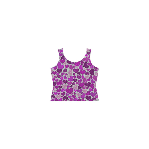 sparkling hearts purple Sleeveless Splicing Shift Dress(Model D17)