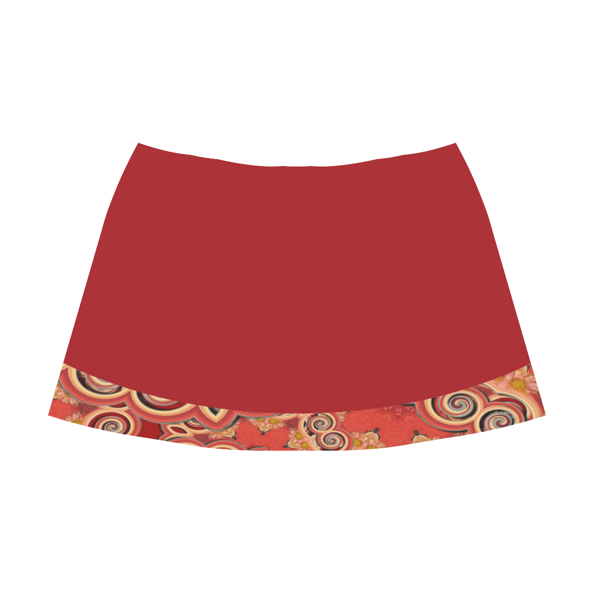 Cinnamon Color Curls and Swirls Mnemosyne Women's Crepe Skirt (Model D16)