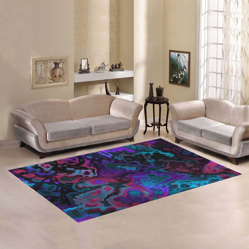 black blue pink purple abstract 2 Area Rug7'x5'