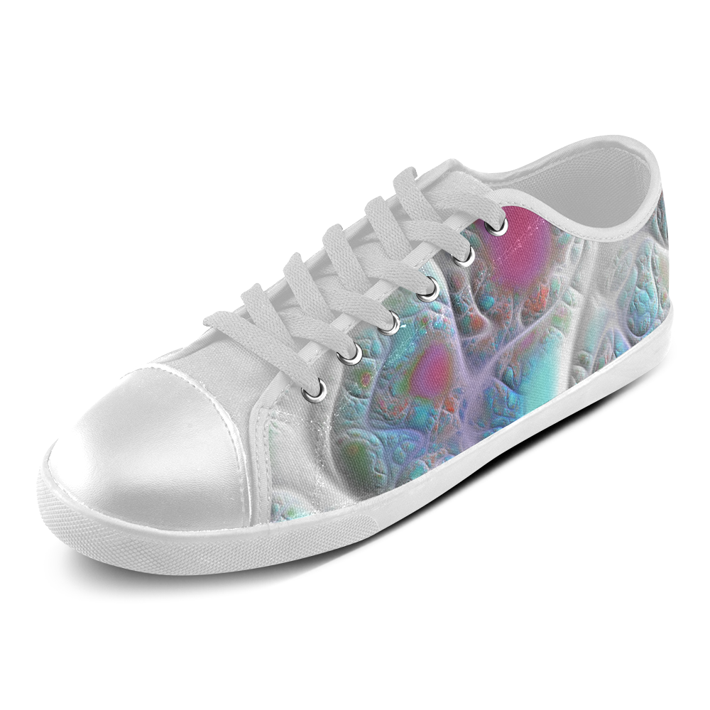 Blue & White Quilt, Abstract Delight Canvas Shoes for Women/Large Size (Model 016)