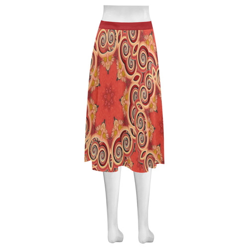 Cinnamon Color Curls and Swirls Mnemosyne Women's Crepe Skirt (Model D16)