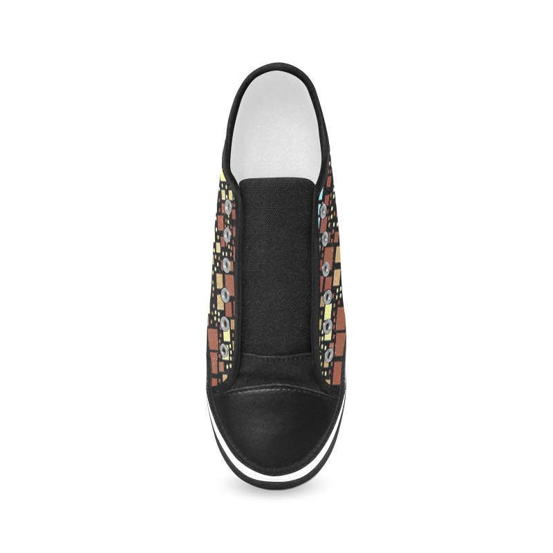 block on block aqua Women's Canvas Zipper Shoes/Large Size (Model 001)