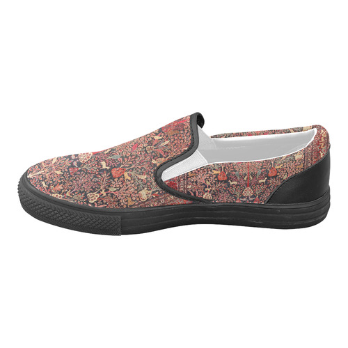 Vintage Persian Rug Nature Animals Women's Unusual Slip-on Canvas Shoes (Model 019)