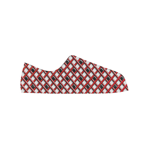 RED LATTICE Canvas Women's Shoes/Large Size (Model 018)
