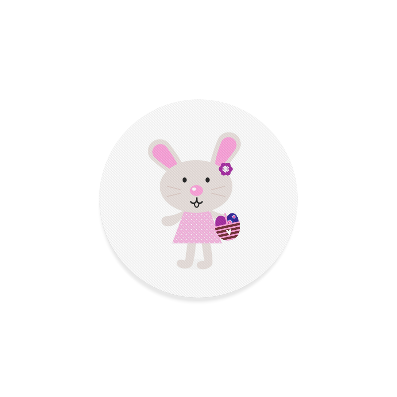 WOW! So cute bunny pink Designers Round Coaster edition : Original art Round Coaster