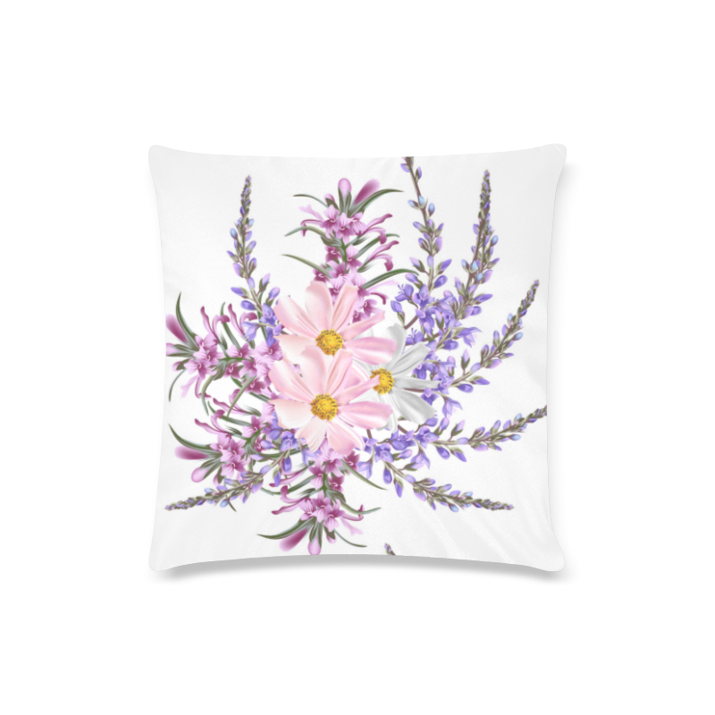Original Russsia hand-painted Designers Pillow 2016 Edition : White and purple floral art Custom Zippered Pillow Case 16"x16"(Twin Sides)