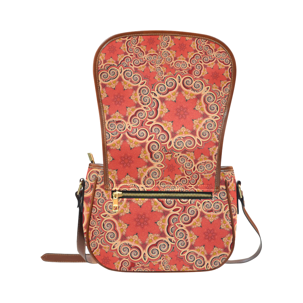 K143 Cinnamon Color Curls and Swirls Saddle Bag/Small (Model 1649) Full Customization