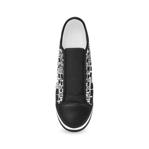 block on block B&W Women's Canvas Zipper Shoes/Large Size (Model 001)