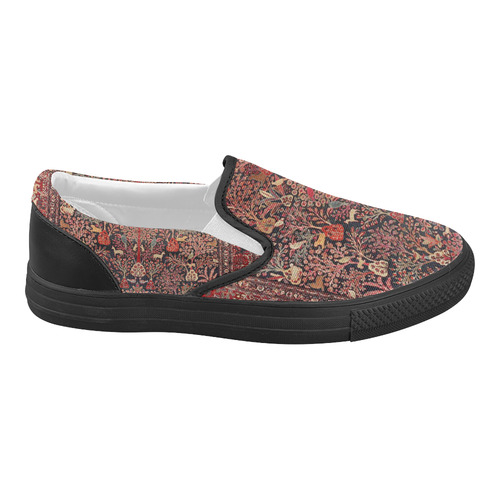 Vintage Persian Rug Nature Animals Women's Slip-on Canvas Shoes (Model 019)