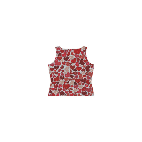 sparkling hearts, red Sleeveless Splicing Shift Dress(Model D17)