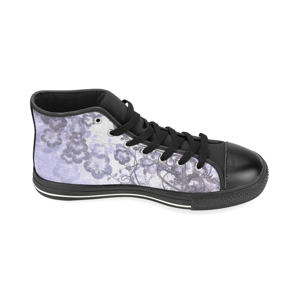 Wonderful flowers in soft purple colors High Top Canvas Women's Shoes/Large Size (Model 017)