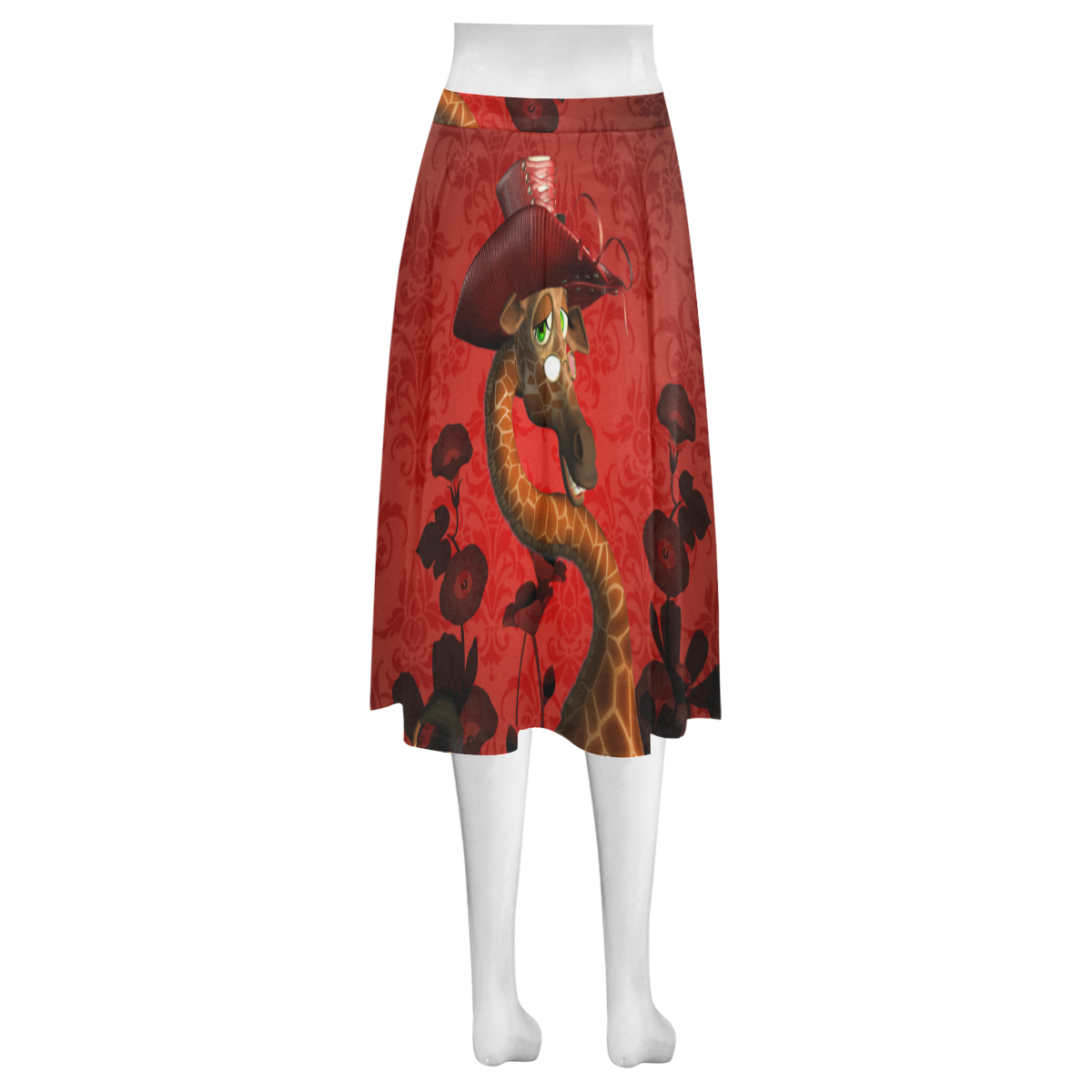 I am a lady, cute giraffe Mnemosyne Women's Crepe Skirt (Model D16)