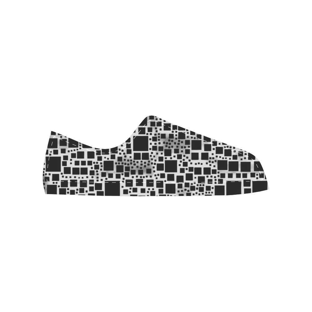 block on block B&W Canvas Women's Shoes/Large Size (Model 018)