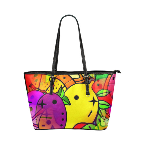 Fruities by Popart Lover Leather Tote Bag/Large (Model 1651)