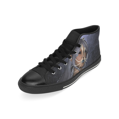 Awesome fairy with headdress High Top Canvas Women's Shoes/Large Size (Model 017)