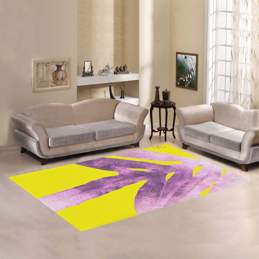 pink nature inverted yellow Area Rug7'x5'