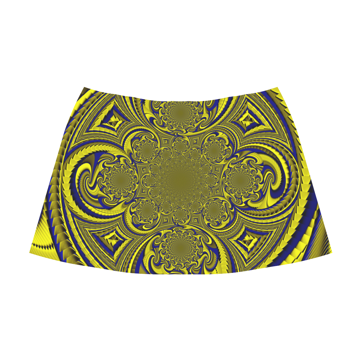 Blue Gold Ornamental Blossom Mnemosyne Women's Crepe Skirt (Model D16)