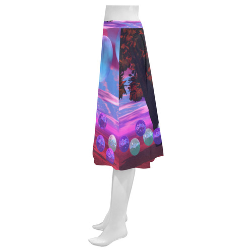 Bubble Garden, Abstract Rose  Azure Wisdom Mnemosyne Women's Crepe Skirt (Model D16)