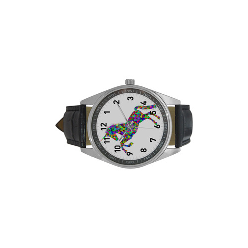 Abstract Triangle Unicorn Men's Casual Leather Strap Watch(Model 211)