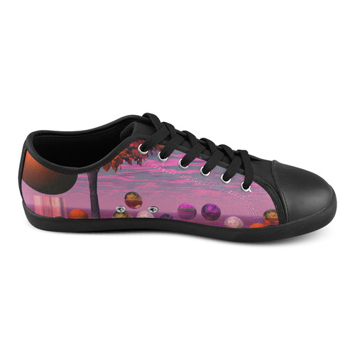 Bittersweet Opinion, Abstract Raspberry Maple Tree Canvas Shoes for Women/Large Size (Model 016)