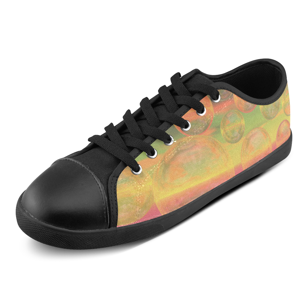 Autumn Ruminations, Abstract Gold Rose Glory Canvas Shoes for Women/Large Size (Model 016)