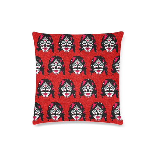 red roses sugar skull Custom Zippered Pillow Case 16"x16"(Twin Sides)