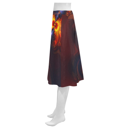 Butterfly Eyes, Abstract Violet Gold Wings Mnemosyne Women's Crepe Skirt (Model D16)