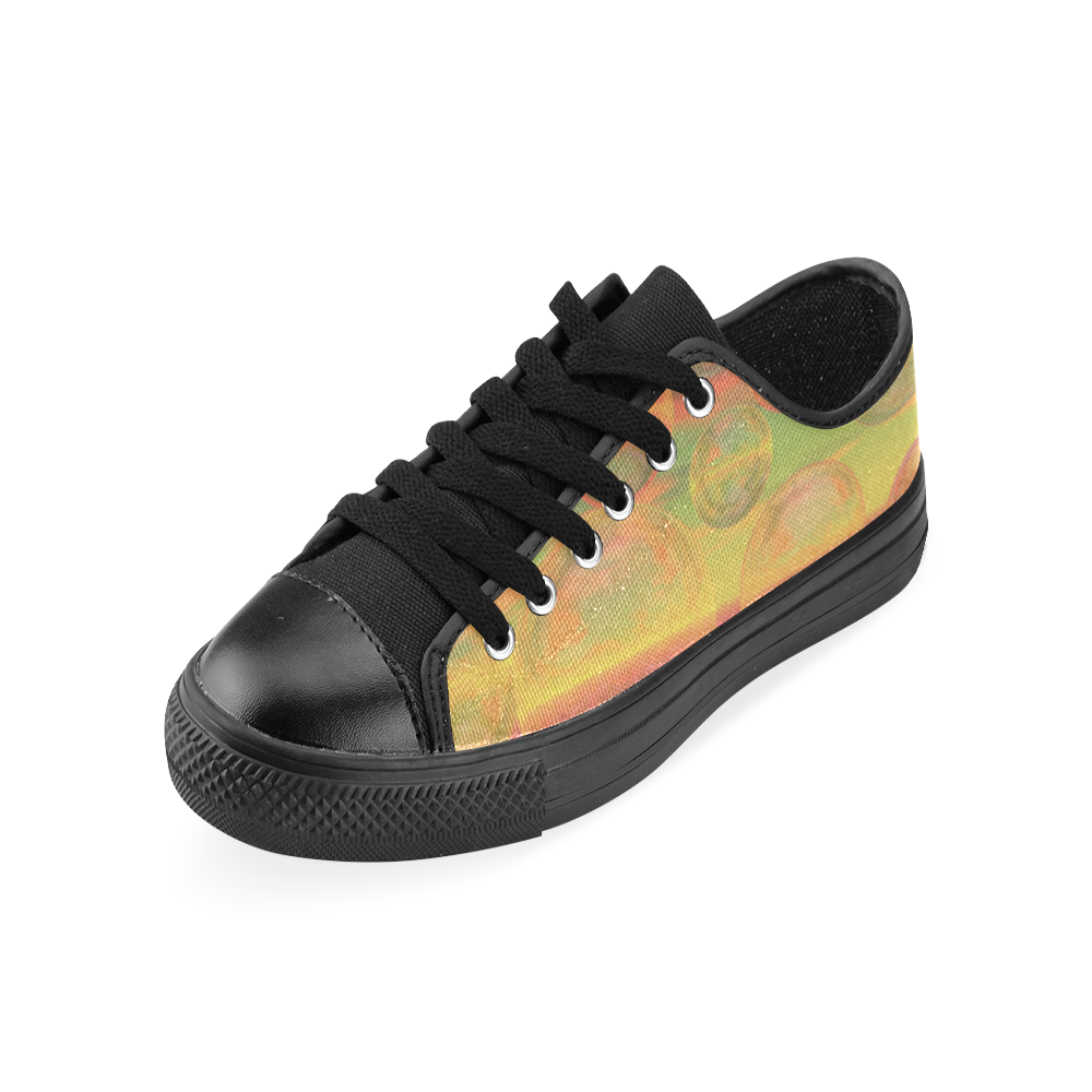 Autumn Ruminations, Abstract Gold Rose Glory Canvas Women's Shoes/Large Size (Model 018)