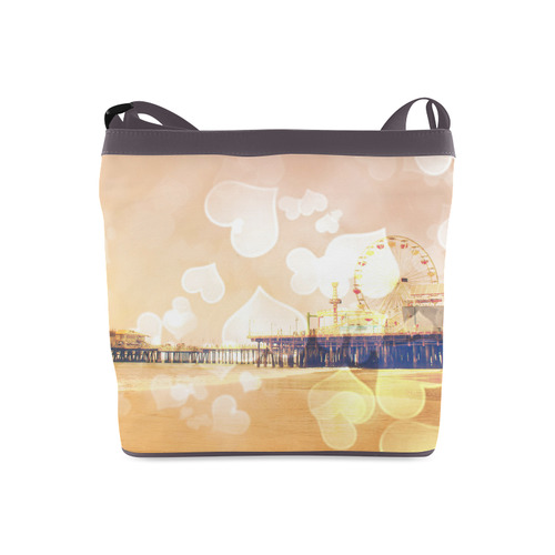 Yellow Bokeh Hearts Santa Monica Pier Crossbody Bags (Model 1613)