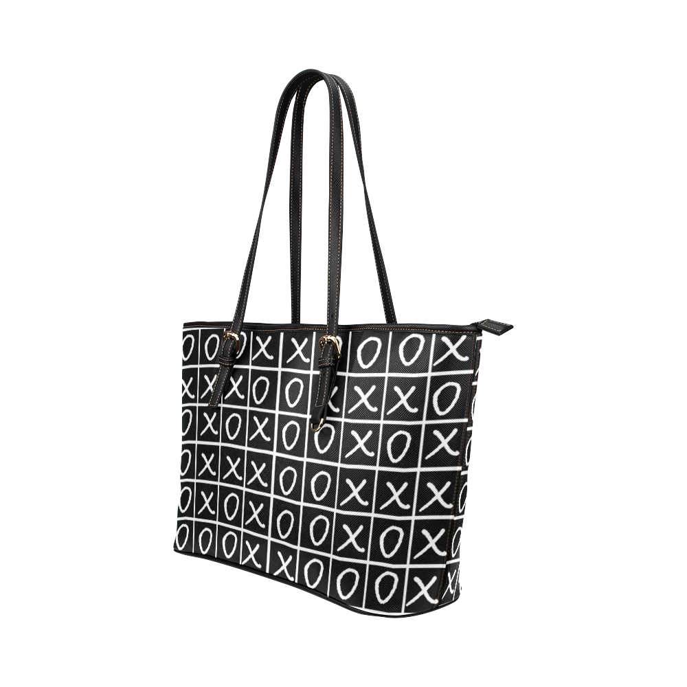 OXO Game - Noughts and Crosses Leather Tote Bag/Large (Model 1651)