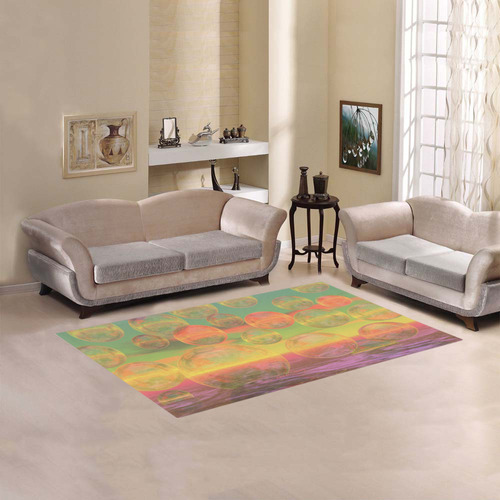 Autumn Ruminations, Abstract Gold Rose Glory Area Rug 5'x3'3''
