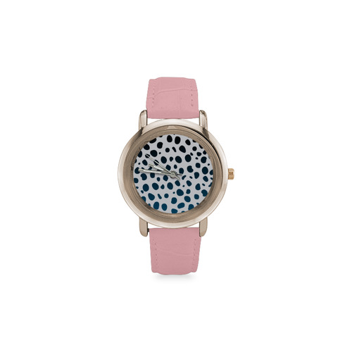 Leopard Watches : Pink and Black designers Edition : Original art series 2016 Women's Rose Gold Leather Strap Watch(Model 201)