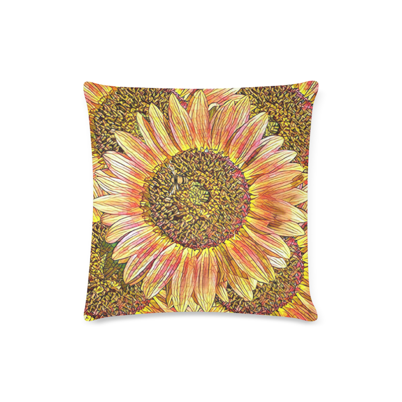 sun flower Custom Zippered Pillow Case 16"x16"(Twin Sides)