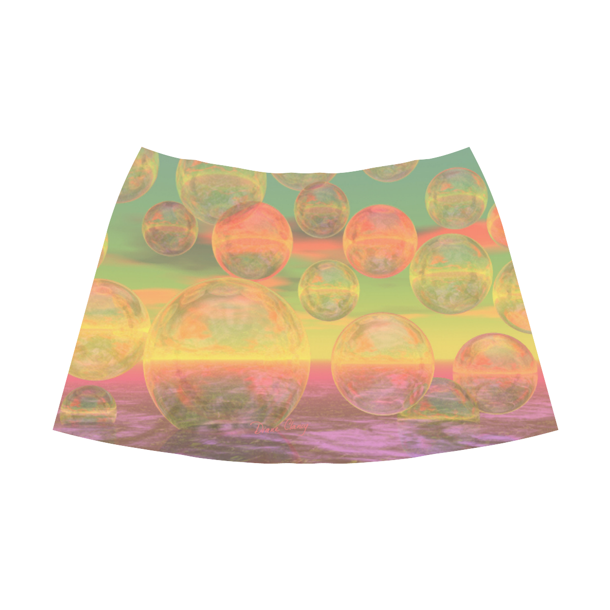 Autumn Ruminations, Abstract Gold Rose Glory Mnemosyne Women's Crepe Skirt (Model D16)