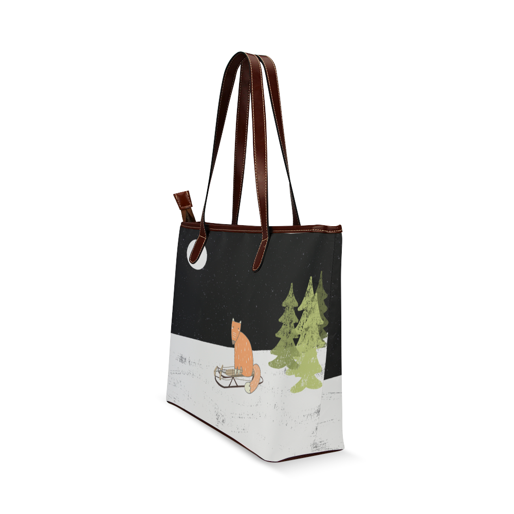 Fox winter snow - Illustration Shoulder Tote Bag (Model 1646)