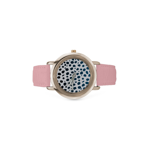 Leopard Watches : Pink and Black designers Edition : Original art series 2016 Women's Rose Gold Leather Strap Watch(Model 201)