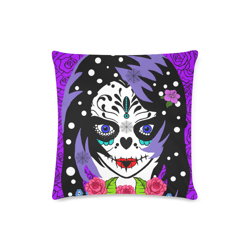 emo sugar skull large Custom Zippered Pillow Case 16"x16"(Twin Sides)