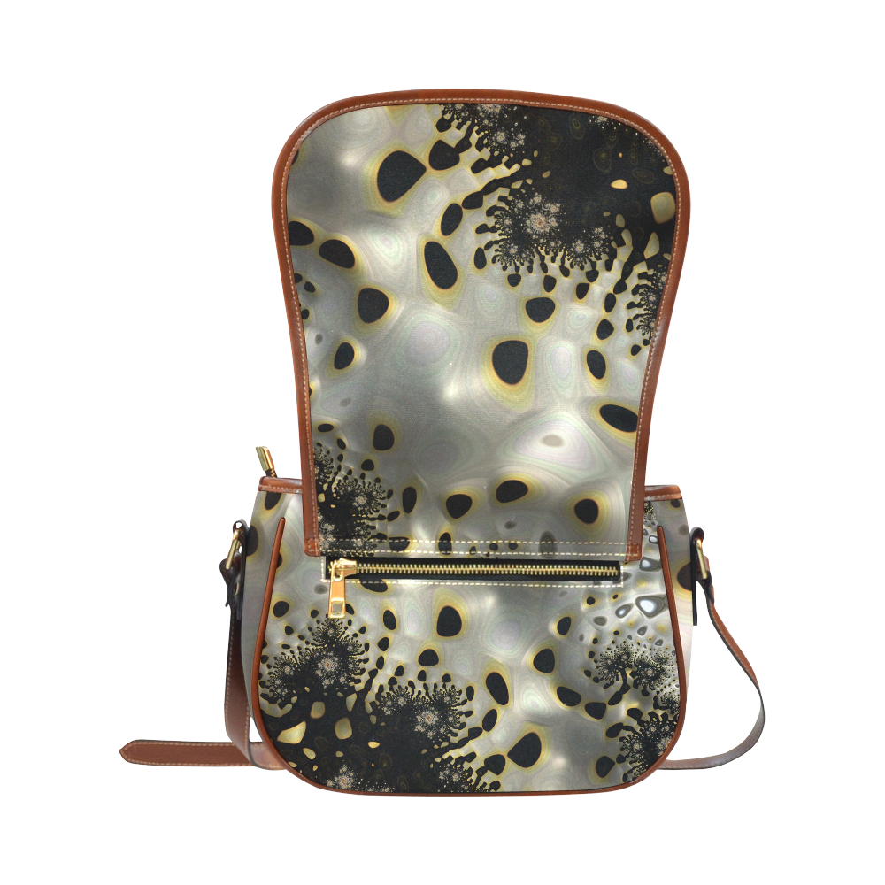 Land Of Delight Black Gold Fractal Landscape Saddle Bag/Large (Model 1649)