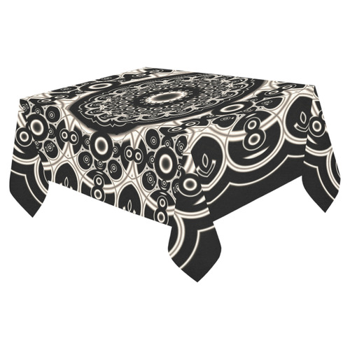 Black Lace Cotton Linen Tablecloth 52"x 70"