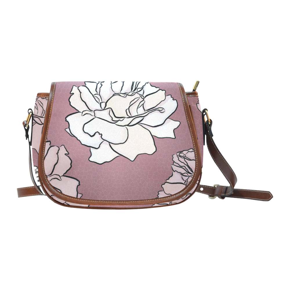 Mauve Roses Saddle Bag/Small (Model 1649) Full Customization