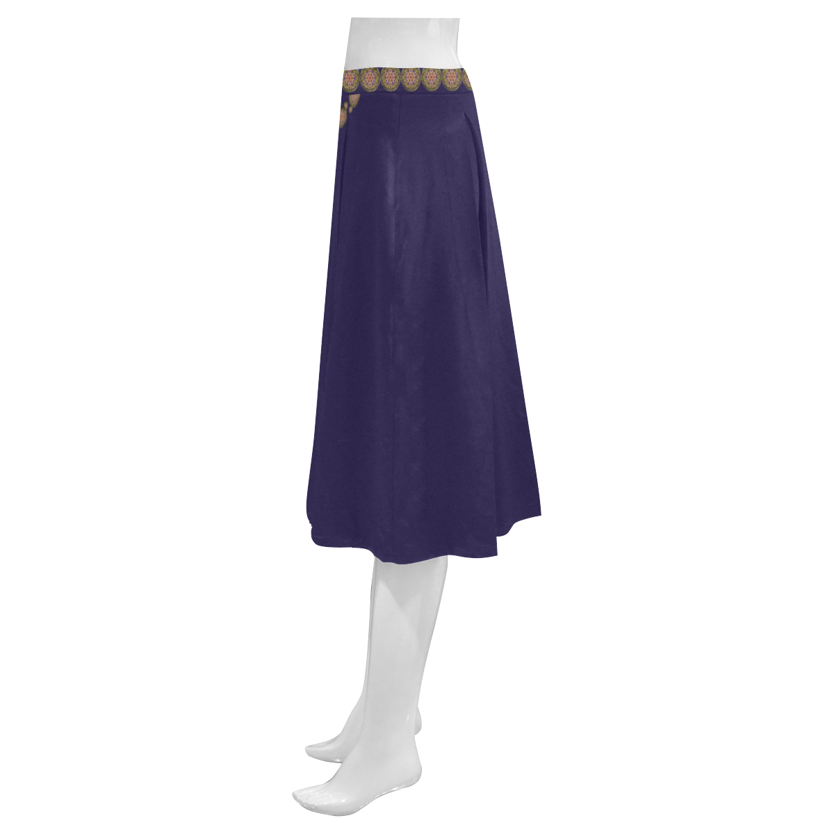 K107 Bronze / Golden Medallion Shield Mnemosyne Women's Crepe Skirt (Model D16)