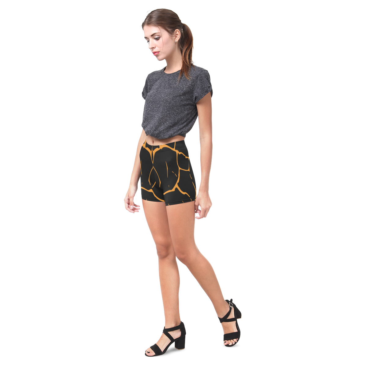 Cute Mirror designers lava - inspired fashionable Short Pants for ladies 2016 edition : Black and Or Briseis Skinny Shorts (Model L04)