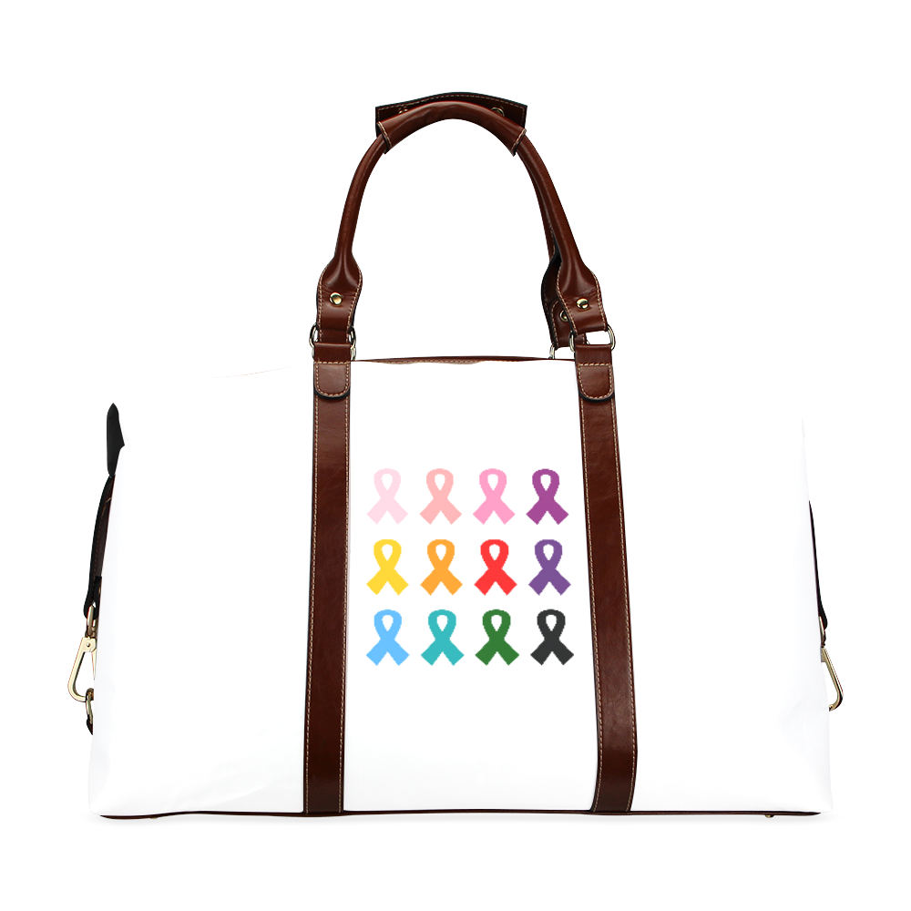 100 % original hand-drawn Designers Bag with anti-cancer Ribbons Art / for Better world Edition Classic Travel Bag (Model 1643) Remake
