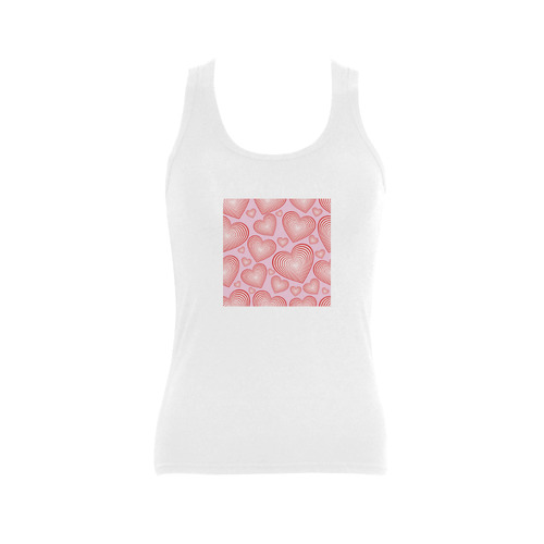 Artistic Hearty - old style T-Shirt elegant edition : White, Pink and Red 2016 Women's Shoulder-Free Tank Top (Model T35)