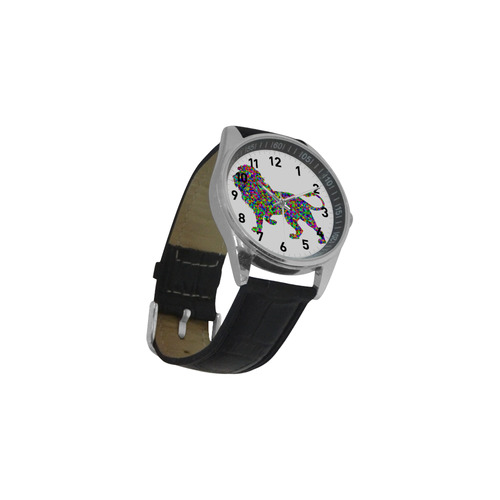 Abstract Triangle Lion Men's Casual Leather Strap Watch(Model 211)
